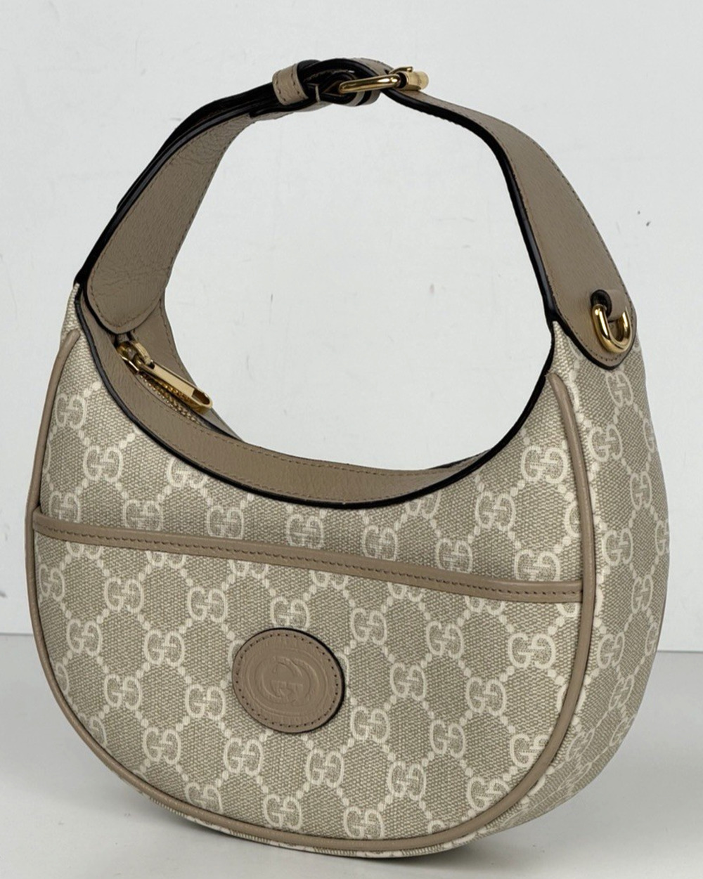 Gucci GG Supreme Crescent Mini Half-Moon Shoulder Bag in Coated Canvas S-07